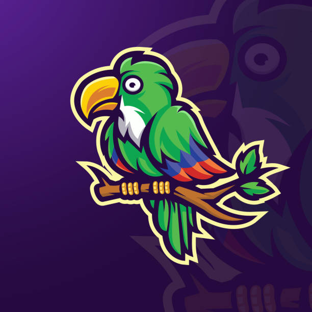 parrot logo Parrot mascot logo design vector with modern illustration concept style for badge, emblem and t shirt printing parrots beak heliconia stock illustrations