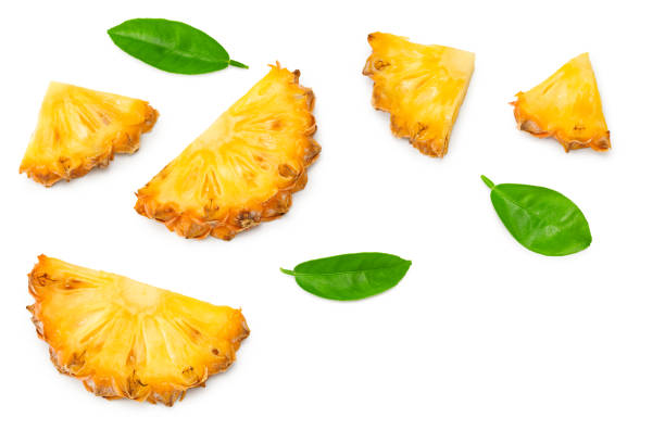 istock sliced pineapple isolated on white background. exotic fruit. clipping path. top view 1339192716