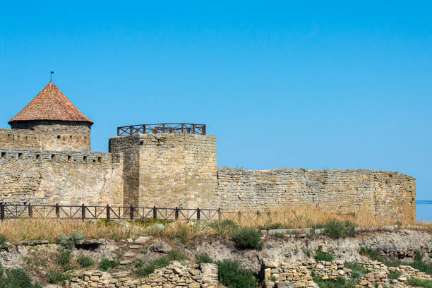 Walls of ancient Akkerman fortress Visiting Bilhorod-Dnistrovskyi city, Ukraine on August 19, 2020. Fortress is the monument of the 13th-14th centuries belgorod photos stock pictures, royalty-free photos & images
