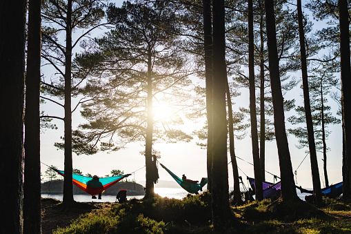 Springtime in Norway: adventures in nature outdoor on hammock