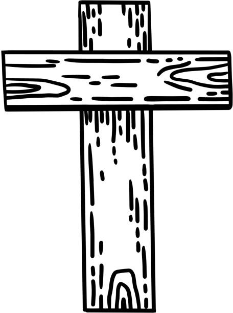 wektor drewniany święty symbol wielkanocny krzyż. - cross cross shape wood crucifix stock illustrations