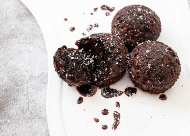 istock Chocolate muffins on a white plate. 1339200136