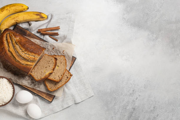 istock Sliced banana bread with ingredients 1339200964