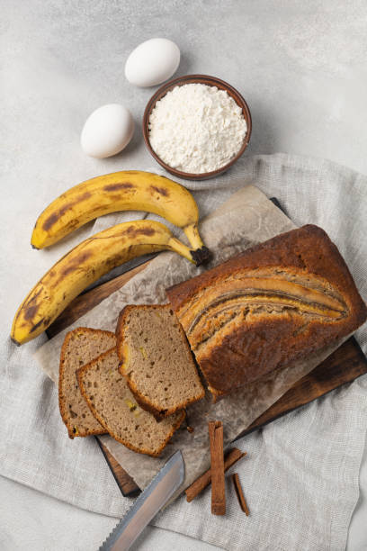 istock Sliced banana bread with ingredients 1339200976