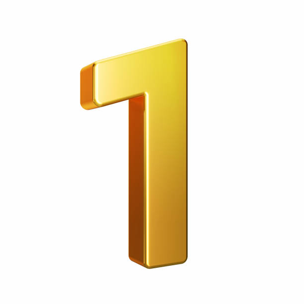 istock Number 1, Alphabet. Golden 3d number isolated on a white background with Clipping Path. 3d illustration. 1339201059