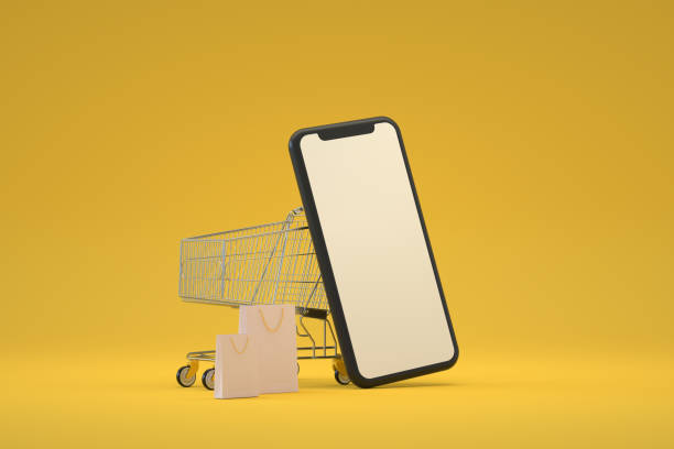 istock Shopping Cart with Blank Screen Smart Phone 1339202259