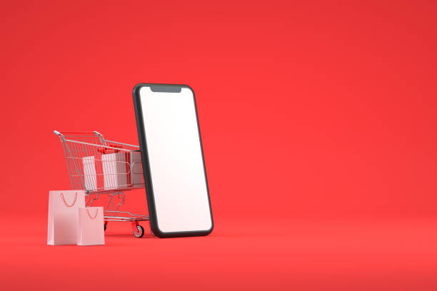 istock Shopping Cart with Blank Screen Smart Phone 1339202484