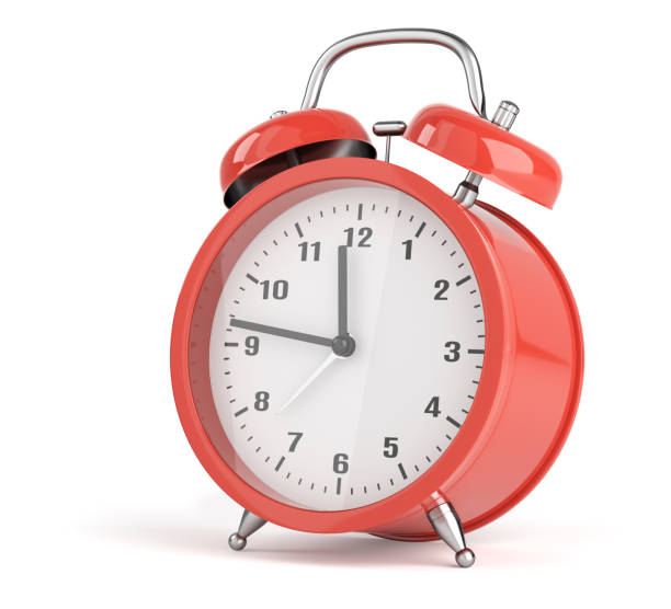 istock Red Alarm clock isolated on white background 1339206275