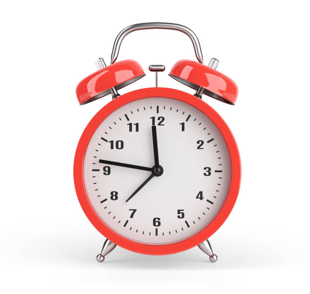 istock Red Alarm clock isolated on white background 1339206290