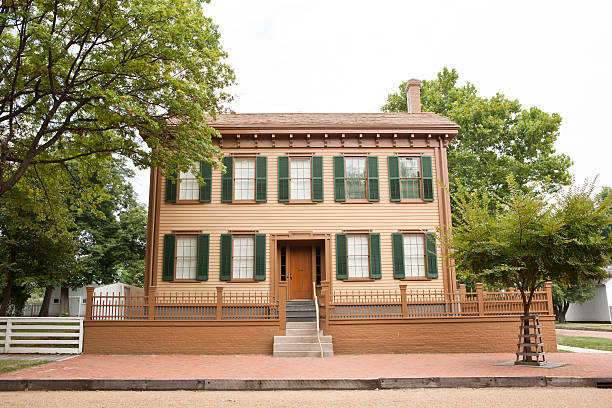 Abraham Lincoln's Home Exterior of Abraham Lincoln's home in Springfield, Illinois. springfield illinois stock pictures, royalty-free photos & images