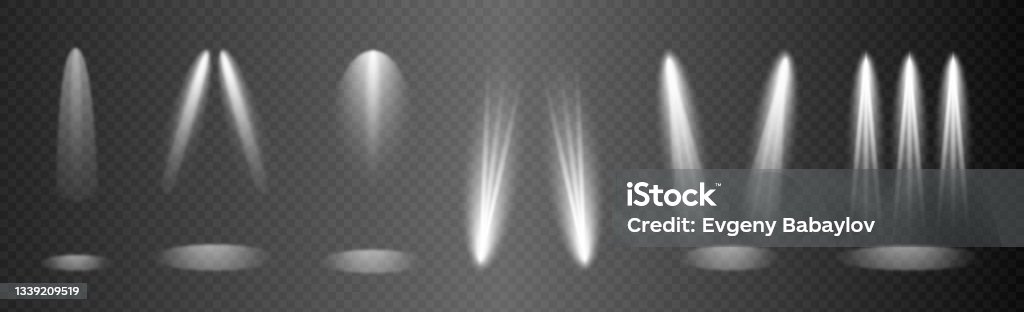 Realistic Light Rays Set Realistic Lighting Light Rays On A Dark Background Vector Stock ...