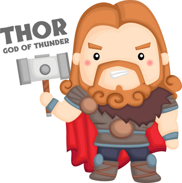 ilustrações, clipart, desenhos animados e ícones de thor - thunderstorm hammer scandinavian culture god