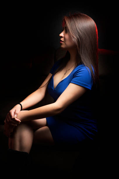 istock Caucasian model dressed in blue, happy beautiful and flirtatious 1339211198