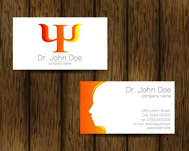 Psychology Vector Business Visit Card with Letter Psi Psy Modern logo Creative style in Orange Color on tree Background. Human Head Profile Silhouette Design concept. Brand company Set Psychology Vector Business Visit Card with Letter Psi Psy Modern logo Creative style in Orange Color on tree Background. Human Head Profile Silhouette Design concept. Brand company Set. psi stock illustrations