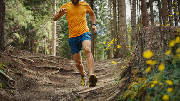 istock Man trail running in the forest 1339212985