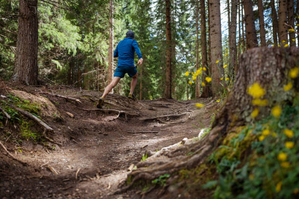 istock Man trail running in the forest 1339213969