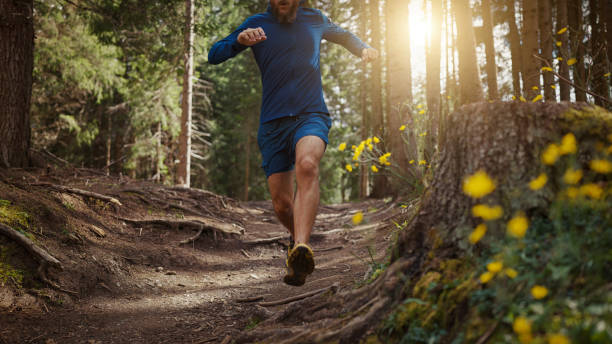 istock Man trail running in the forest, training for healthy lifestyle 1339214147