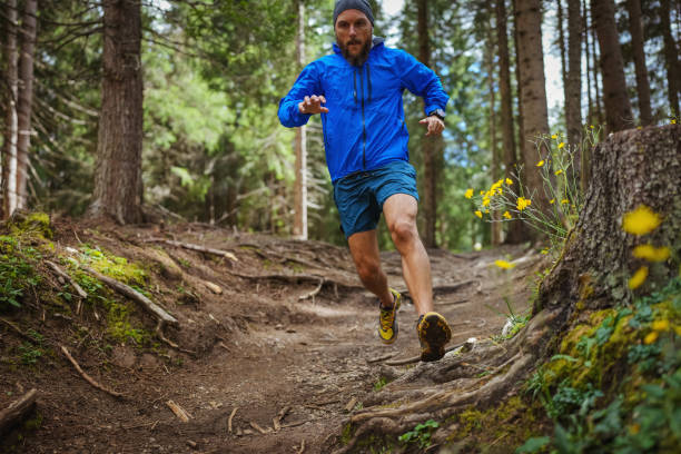 istock Man trail running in the forest 1339214546