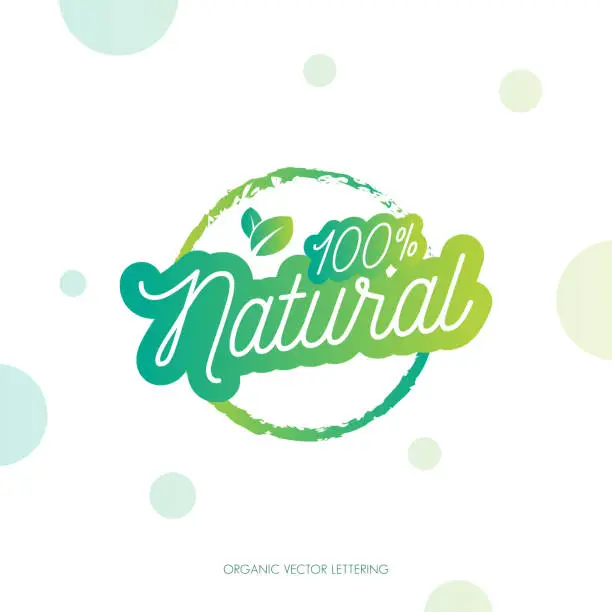 Vector illustration of Organic food lettering. Natural meal fresh products logo. Ecology farm bio food vector premium badges stock illustration