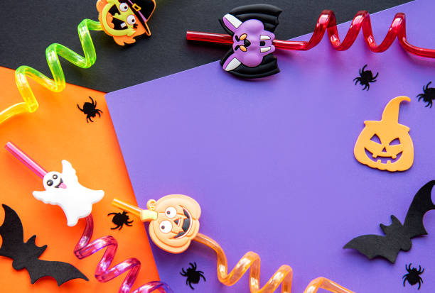 istock Collection of Halloween party objects forming a frame 1339218108