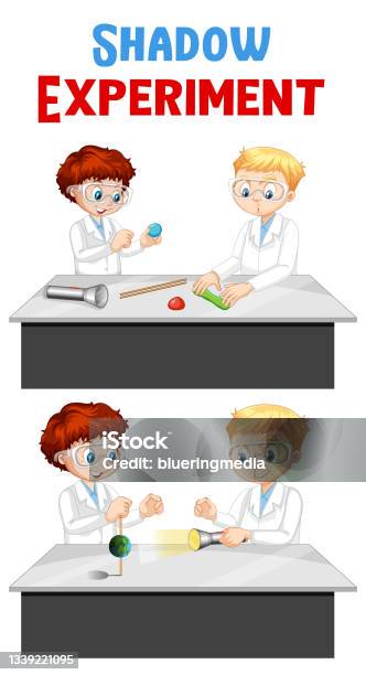 Shadow Cartoon Science Shadow Experiment With Scientist Kids Cartoon Character Stock ...