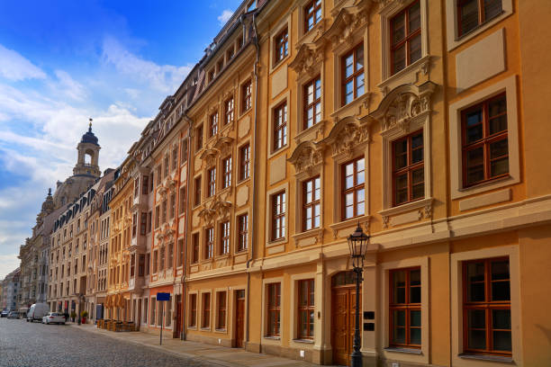 Dresden street facades in Saxony of Germany