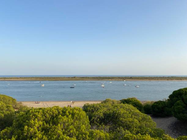 Panoramic view of the Piedras River as it passes through El Rompido, Huelva.