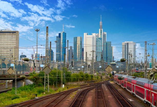 Frankfurt skyline from railway station in Germany