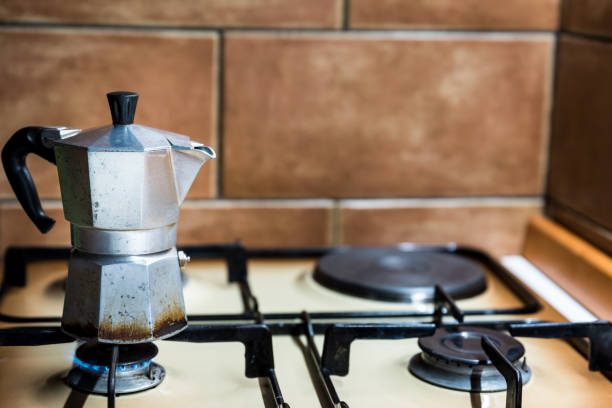 istock Morning Coffee - Italian Espresso Coffee Maker on Stove 1339231545