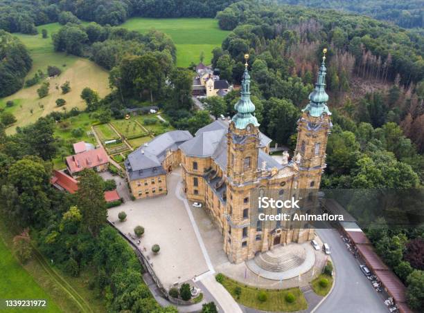 Aerial View Of The Vierzehnheiligen Basilica In Bavaria Stock Photo - Download Image Now