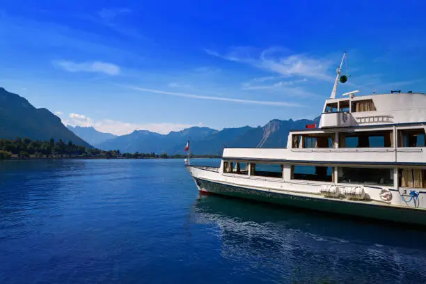 Leman Geneva lake boat in Switzerland Swiss