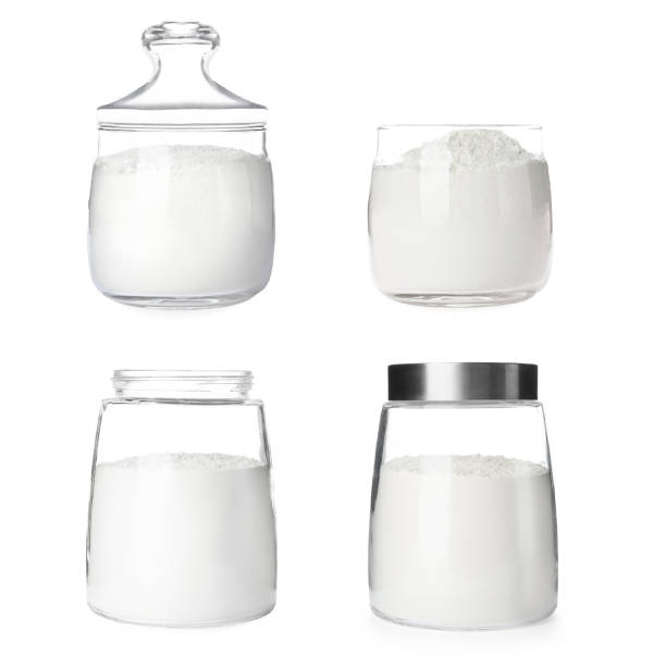 istock Set of organic flour on white background 1339241676