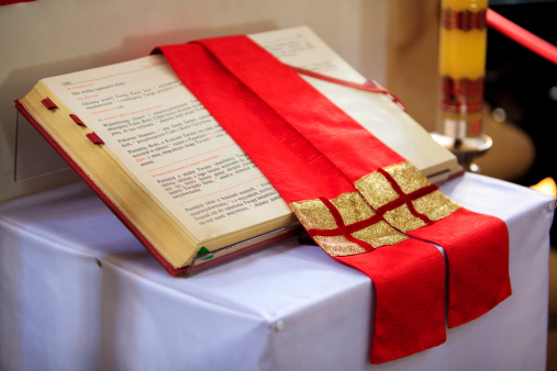 Symbol of Catholic Communion in a church.