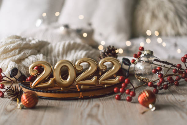 Happy New Years 2022. Christmas background with fir tree, cones and Christmas decorations. Christmas holiday celebration. Happy New Years 2022. Christmas background with fir tree, cones and Christmas decorations. Christmas holiday celebration. New Year concept. evening ball photos stock pictures, royalty-free photos & images