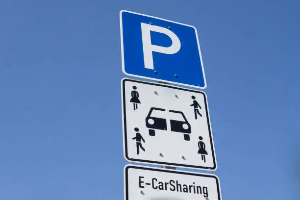 sign of parking space for electric car sharing