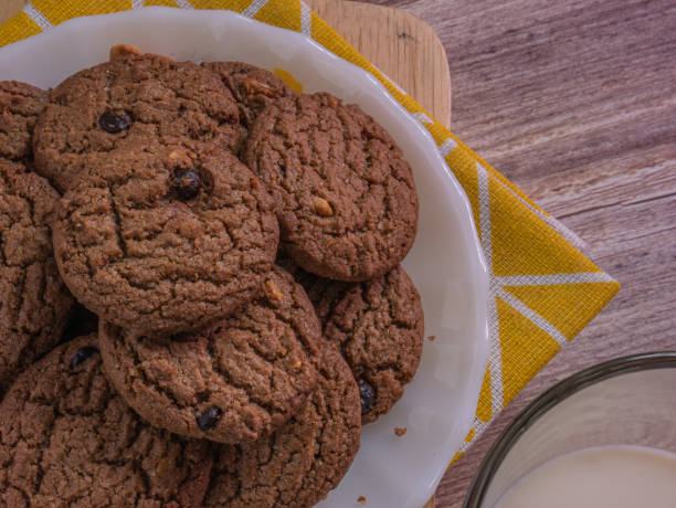 istock cookie chocolate chip on white disc for food  concept 1339245703