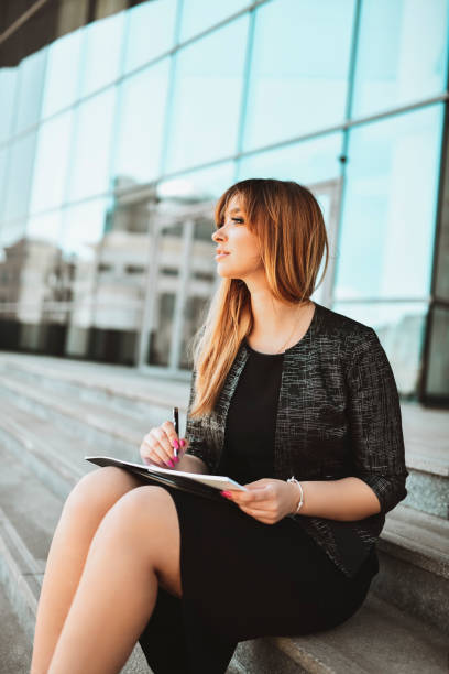 istock Cute Businesswoman Writing Project Notes During Work Break Outside Office Building 1339246486