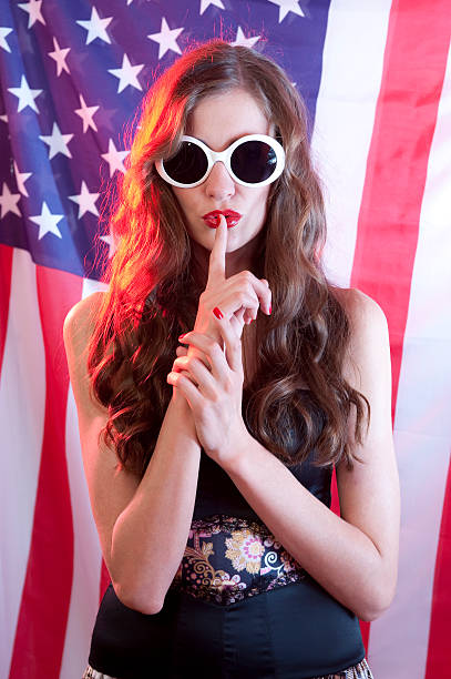 istock Woman on the American flag 133924698