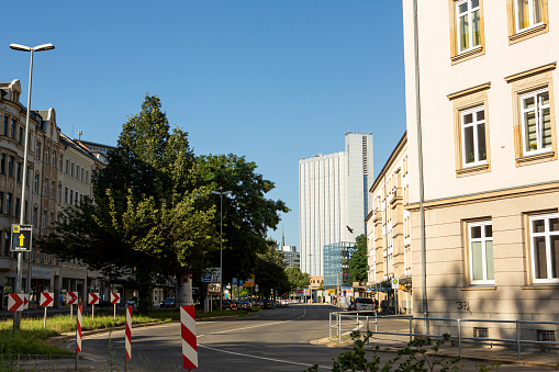 On July 30th 2021 during afternoon hours, one of the main streets in Chemnitz, the Theater Street that goes around the downtown district of the town