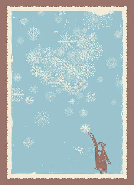 Vector illustration of Christmas or winter theme blue snowflake background & figure