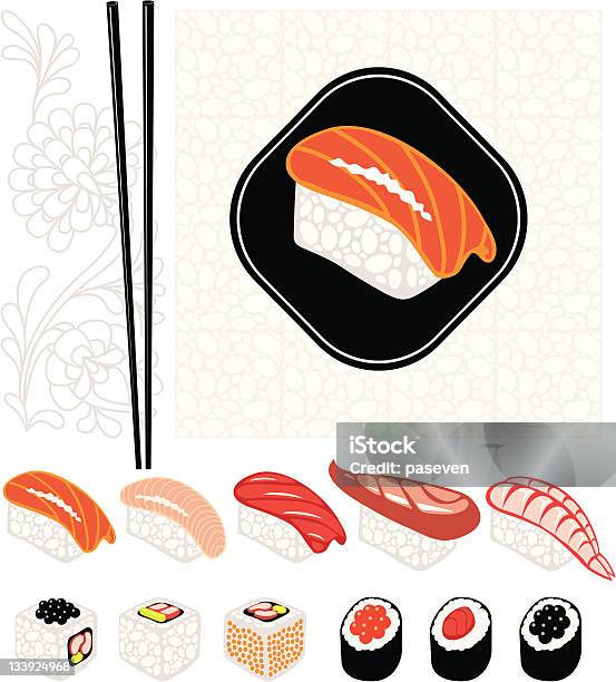 Japanese Food Stock Illustration - Download Image Now - Animal Markings, Backgrounds, Characters