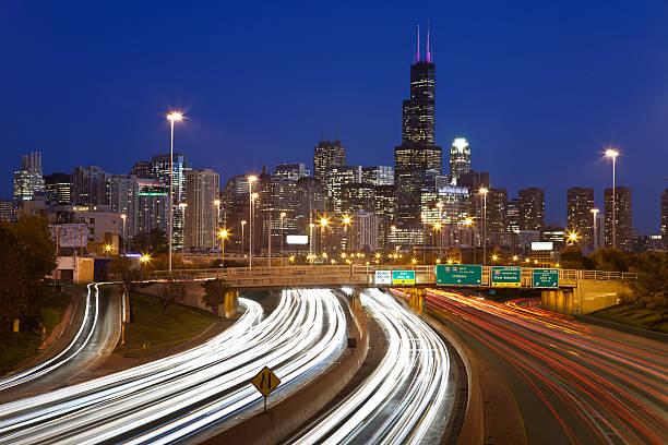 tráfico de la ciudad de chicago. - highway 94 fotografías e imágenes de stock