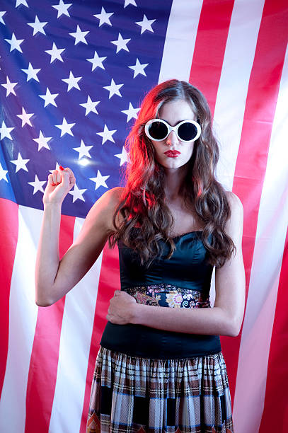 istock Woman on the American flag 133925508