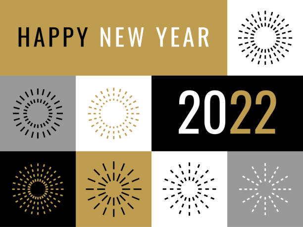 happy new year template 2022 with geometric fireworks - 2021 插圖 幅插畫檔、美工圖案、卡通及圖標