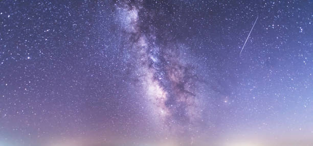 istock Beautiful bright milky way galaxy on the dark starry sky. Space, astronomical background. Cosmos wallpaper. Summer night. 1339257189