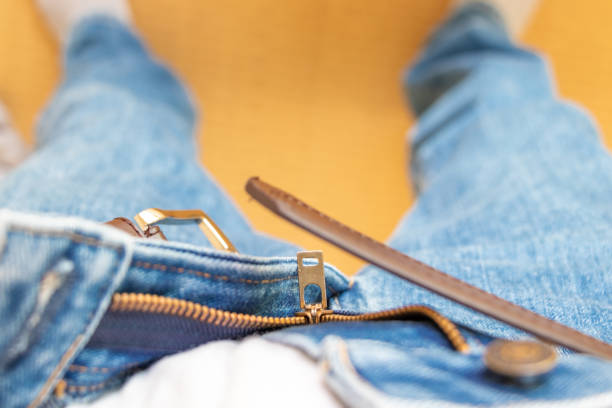 istock Pants zipper and leather belt 1339258361