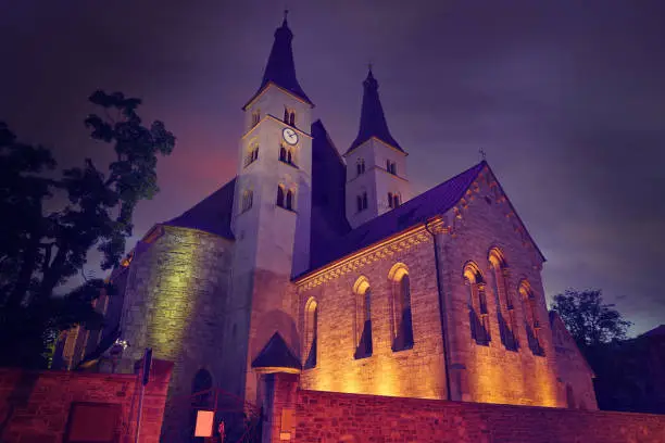 Nordhausen Holy Cross Cathedral sunset in Thuringia Germany