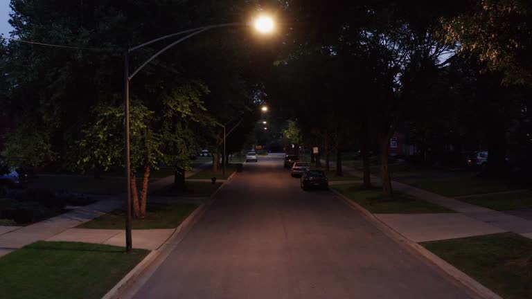 Establishing Shot of a Typical American Suburban Street View - Dolly Shot