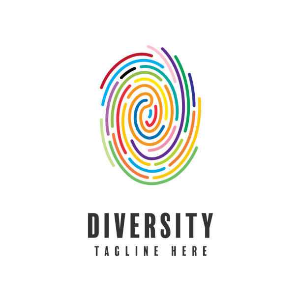 illustrazioni stock, clip art, cartoni animati e icone di tendenza di simbolo di diversità delle impronte digitali - diversità