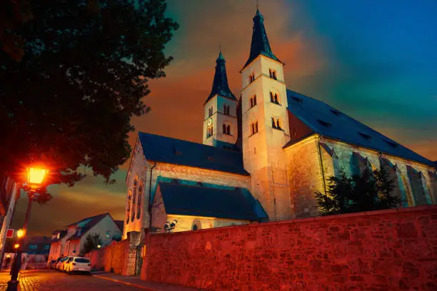 Nordhausen Holy Cross Cathedral sunset in Thuringia Germany